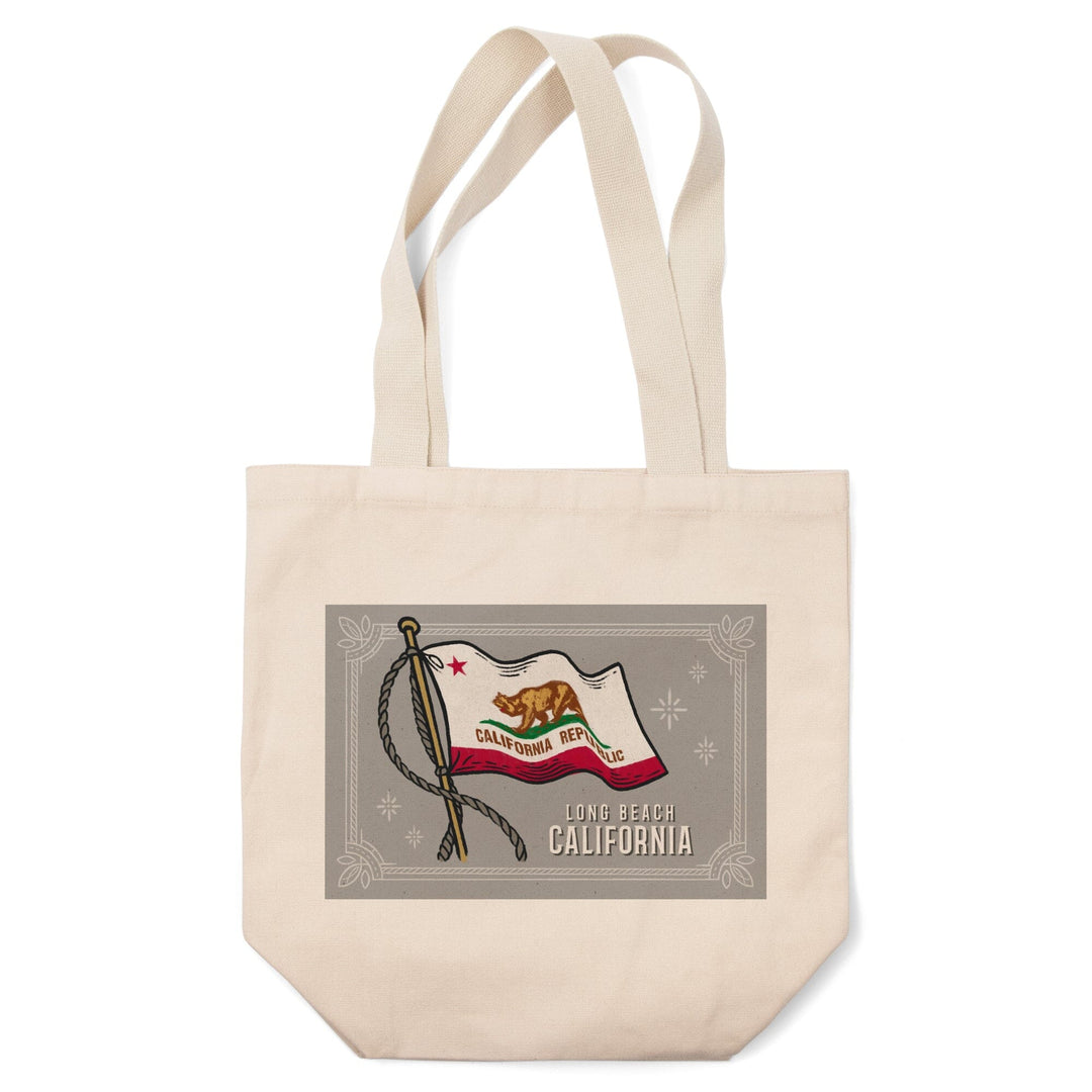 Long Beach, California, Waving State Flag, State Series, Tote Bag Totes Lantern Press 