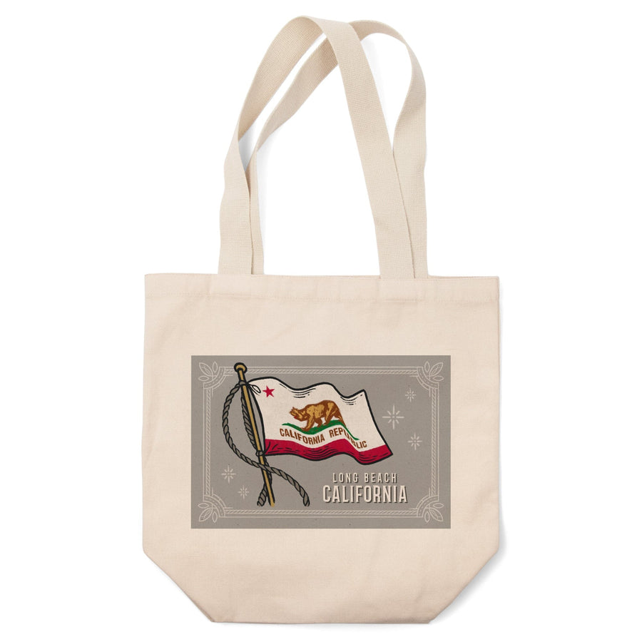 Long Beach, California, Waving State Flag, State Series, Tote Bag Totes Lantern Press 