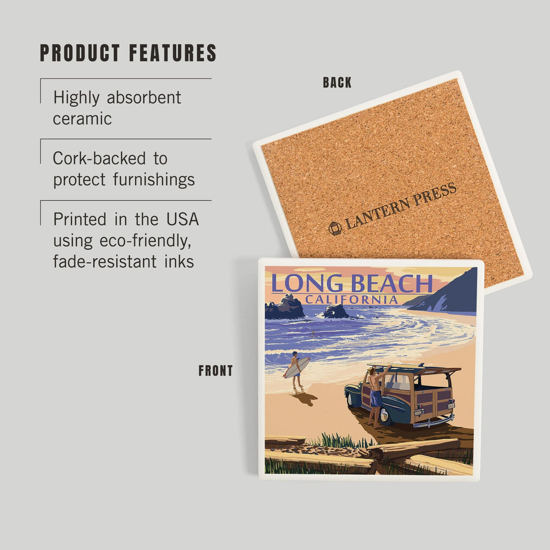 Long Beach, California, Woody on Beach, Coasters Coasters Lantern Press 