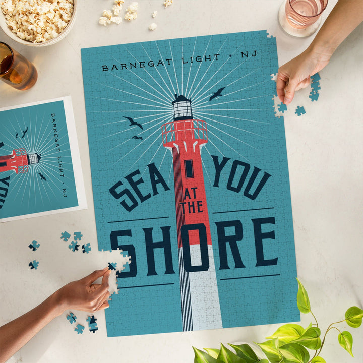 Long Beach Island, New Jersey, Barnegat Light, Sea You At the Shore, Jigsaw Puzzle Puzzle Lantern Press 