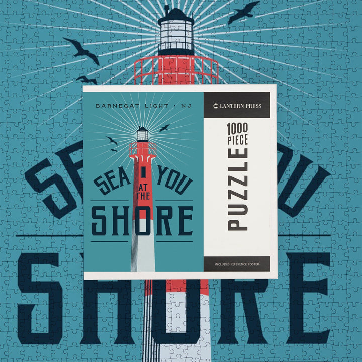 Long Beach Island, New Jersey, Barnegat Light, Sea You At the Shore, Jigsaw Puzzle Puzzle Lantern Press 