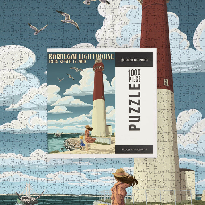 Long Beach Island, New Jersey, Barnegat Lighthouse, Jigsaw Puzzle Puzzle Lantern Press 