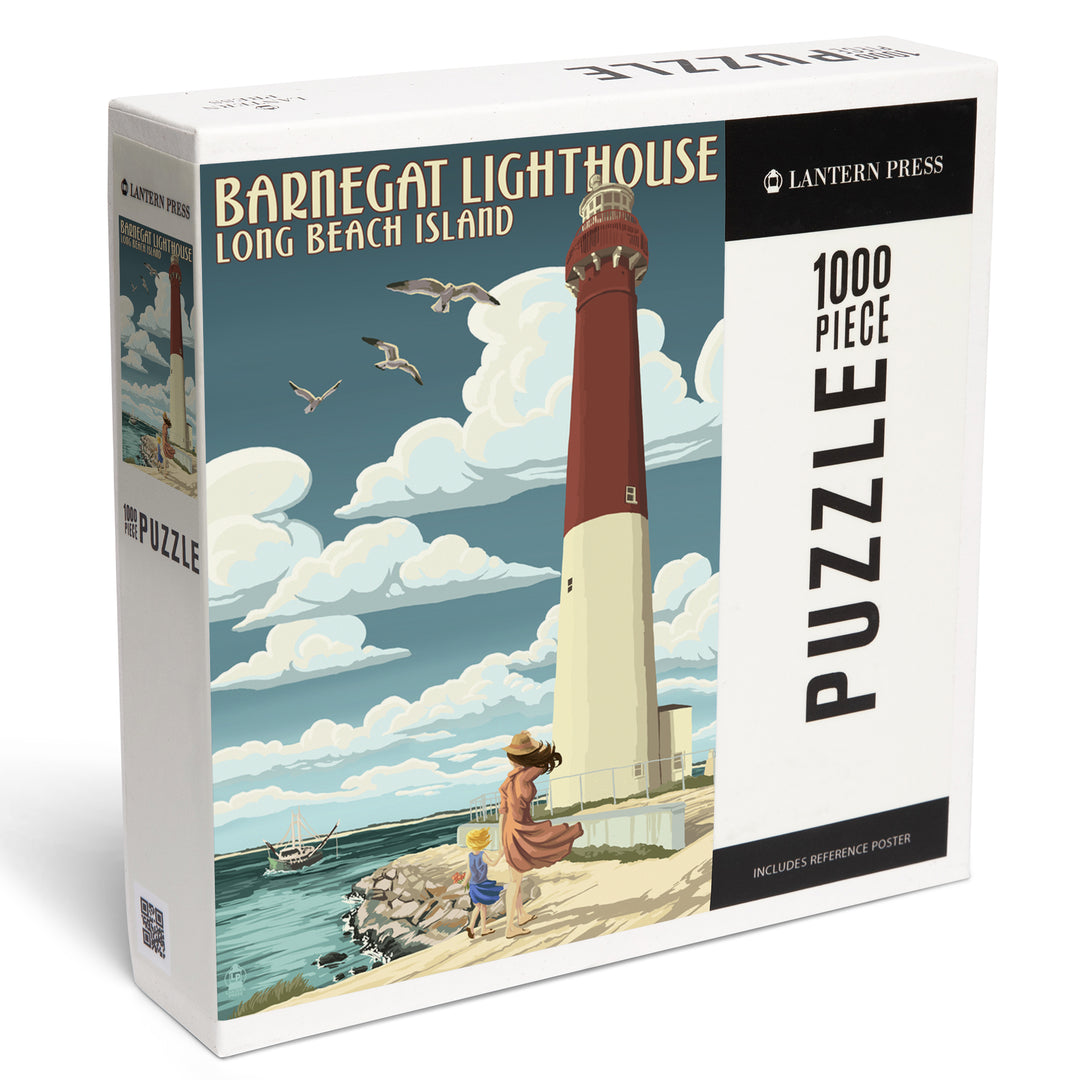 Long Beach Island, New Jersey, Barnegat Lighthouse, Jigsaw Puzzle Puzzle Lantern Press 