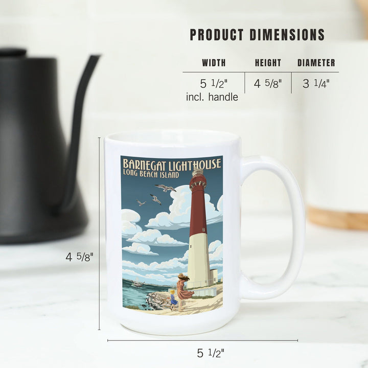 Long Beach Island, New Jersey, Barnegat Lighthouse, Lantern Press Artwork, Ceramic Mug - Lantern Press