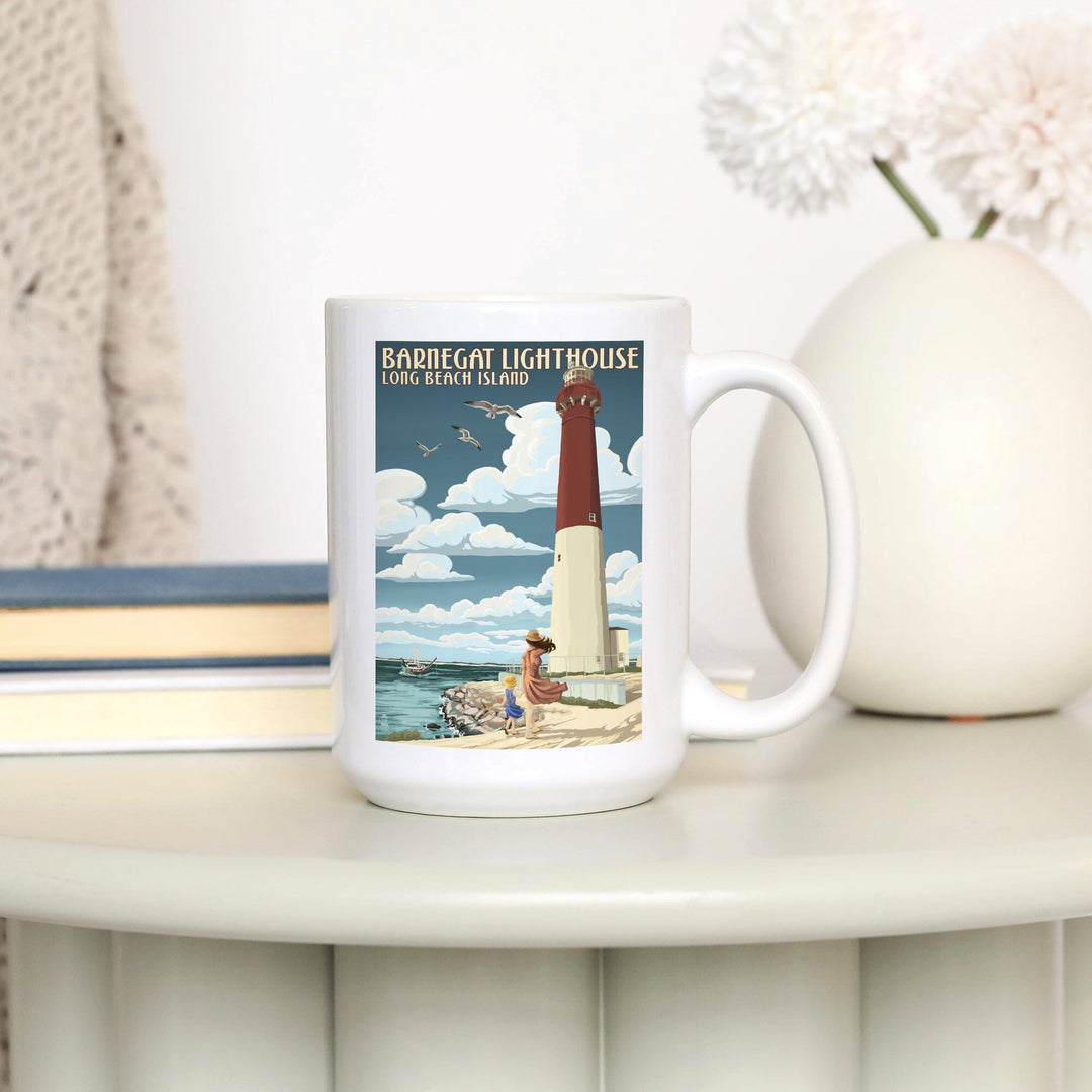 Long Beach Island, New Jersey, Barnegat Lighthouse, Lantern Press Artwork, Ceramic Mug - Lantern Press