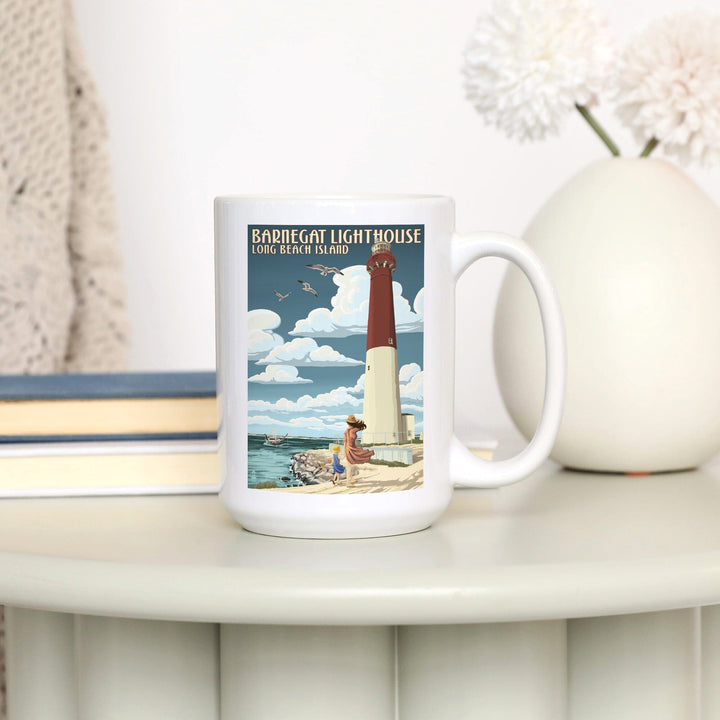 Long Beach Island, New Jersey, Barnegat Lighthouse, Lantern Press Artwork, Ceramic Mug - Lantern Press