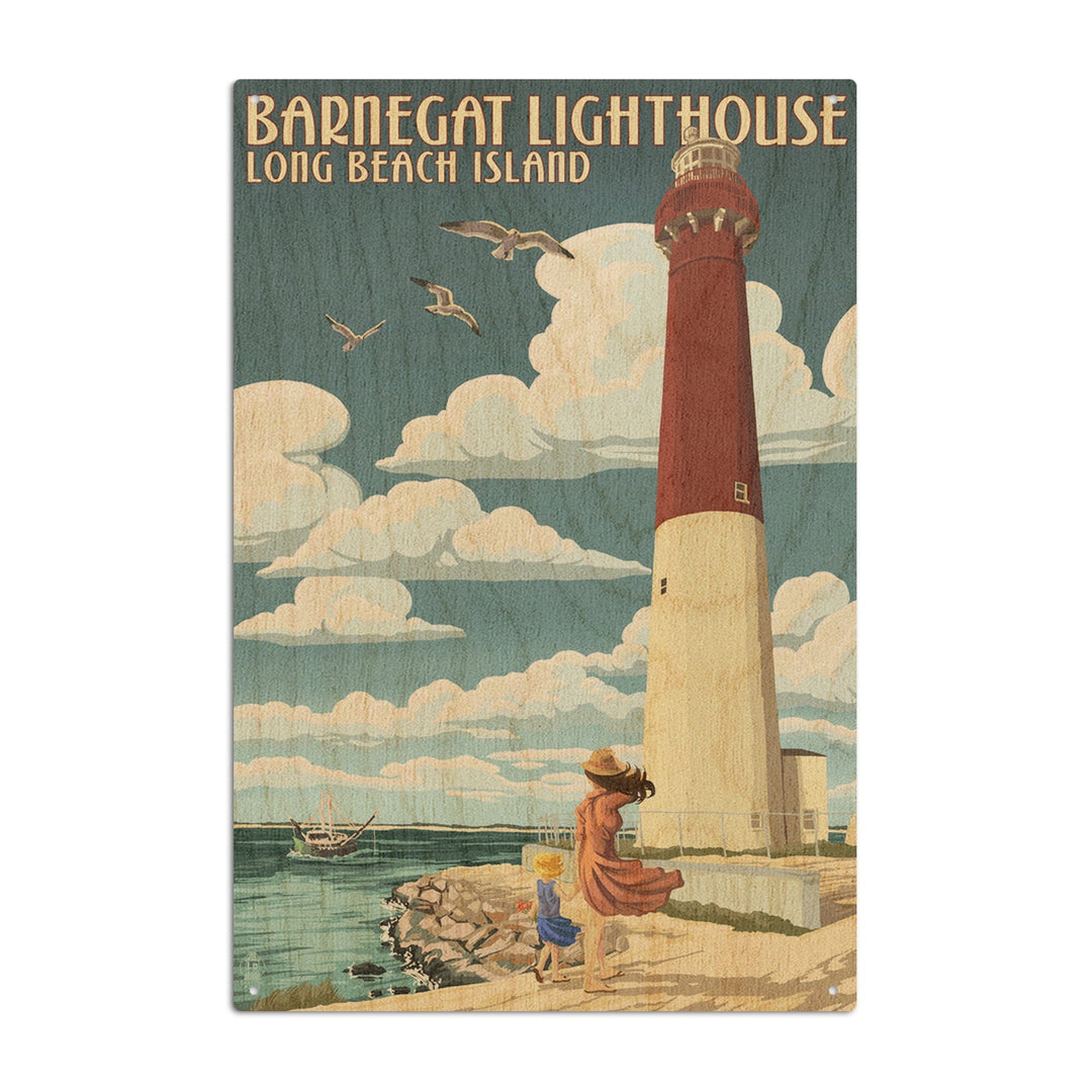 Long Beach Island, New Jersey, Barnegat Lighthouse, Lantern Press Artwork, Wood Signs and Postcards - Lantern Press