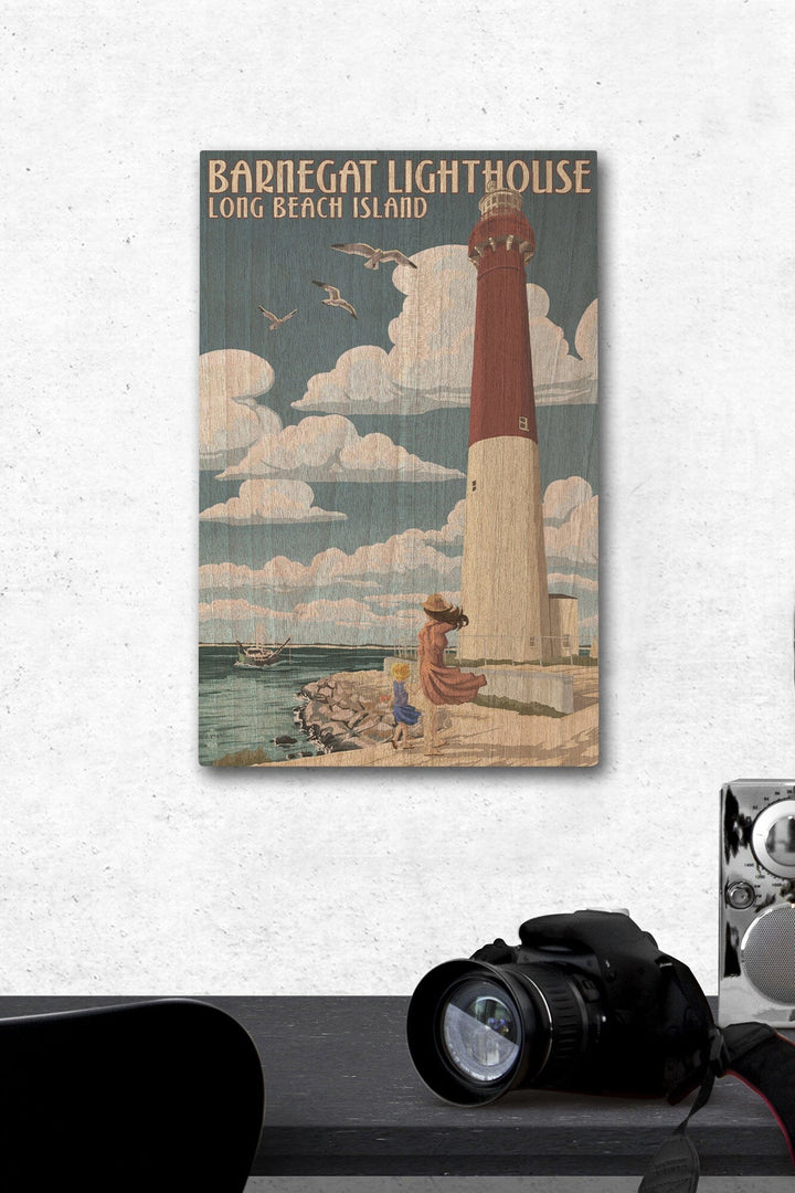 Long Beach Island, New Jersey, Barnegat Lighthouse, Lantern Press Artwork, Wood Signs and Postcards - Lantern Press