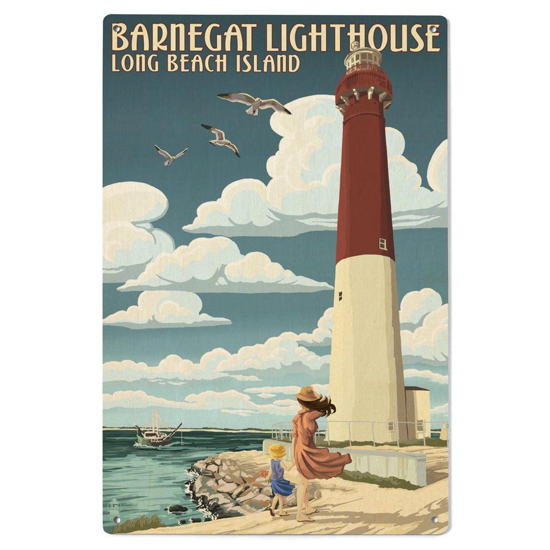 Long Beach Island, New Jersey, Barnegat Lighthouse, Lantern Press Artwork, Wood Signs and Postcards - Lantern Press