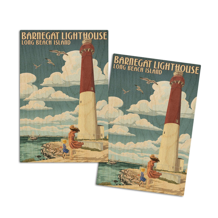 Long Beach Island, New Jersey, Barnegat Lighthouse, Lantern Press Artwork, Wood Signs and Postcards - Lantern Press