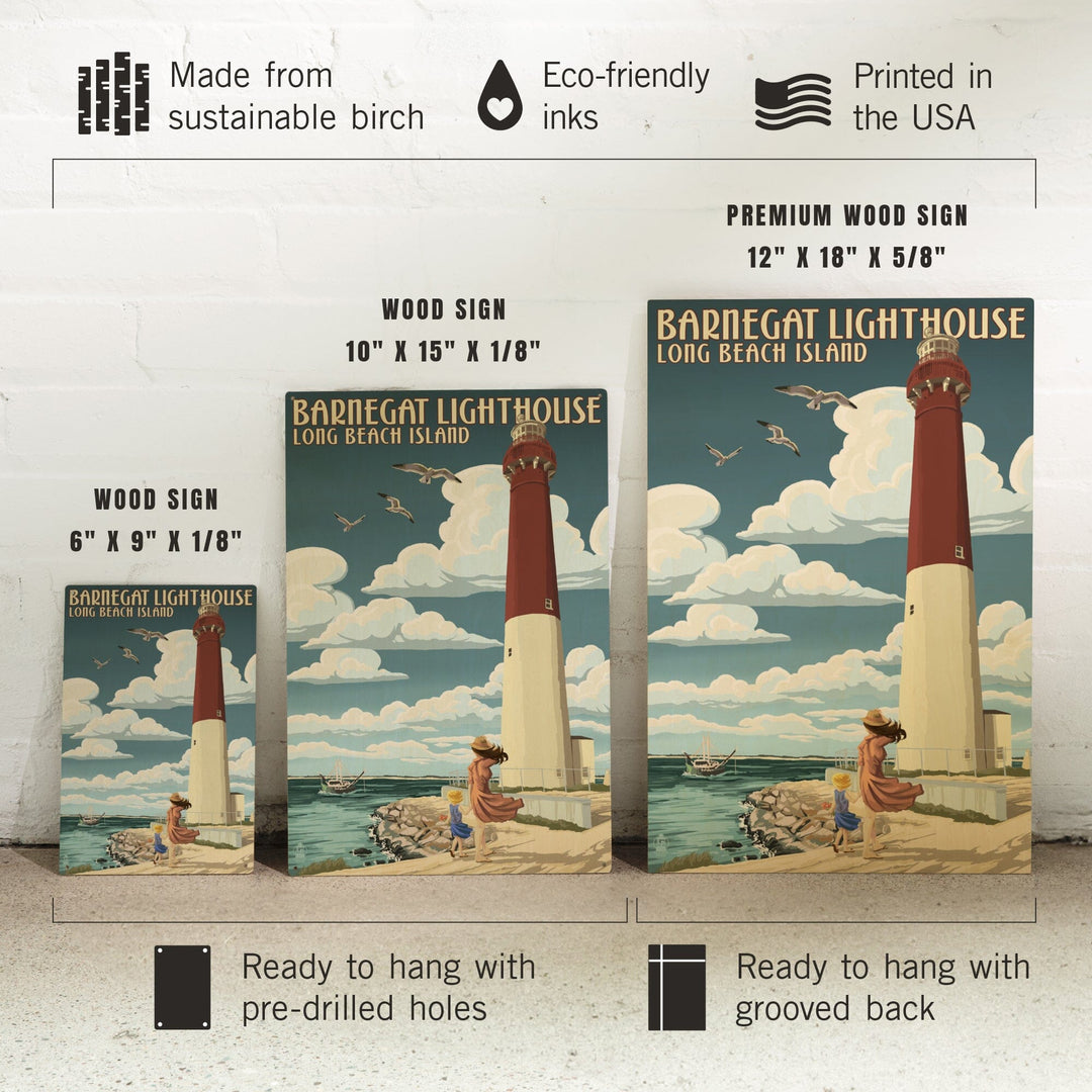 Long Beach Island, New Jersey, Barnegat Lighthouse, Lantern Press Artwork, Wood Signs and Postcards - Lantern Press