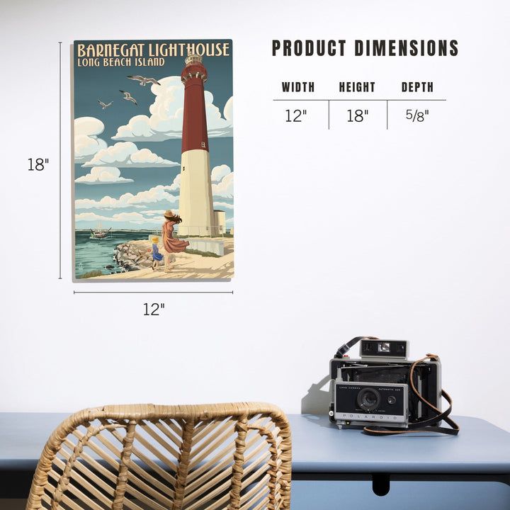 Long Beach Island, New Jersey, Barnegat Lighthouse, Lantern Press Artwork, Wood Signs and Postcards - Lantern Press