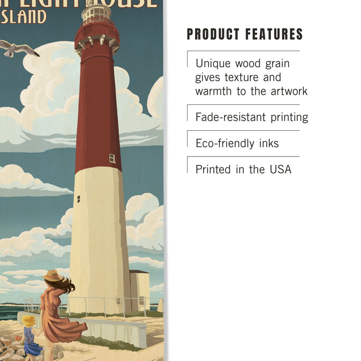 Long Beach Island, New Jersey, Barnegat Lighthouse, Lantern Press Artwork, Wood Signs and Postcards - Lantern Press