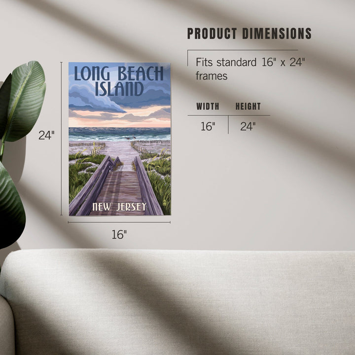 Long Beach Island, New Jersey, Beach Boardwalk Scene, Art & Giclee Prints Art Lantern Press 