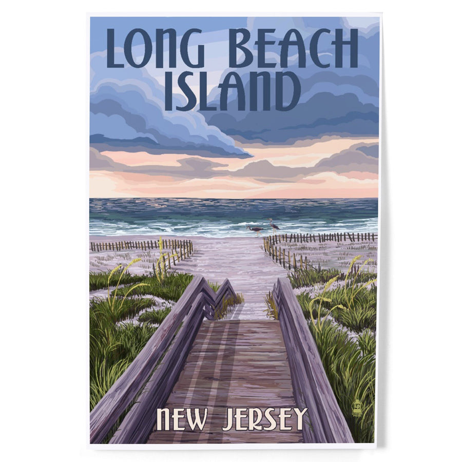 Long Beach Island, New Jersey, Beach Boardwalk Scene, Art & Giclee Prints Art Lantern Press 
