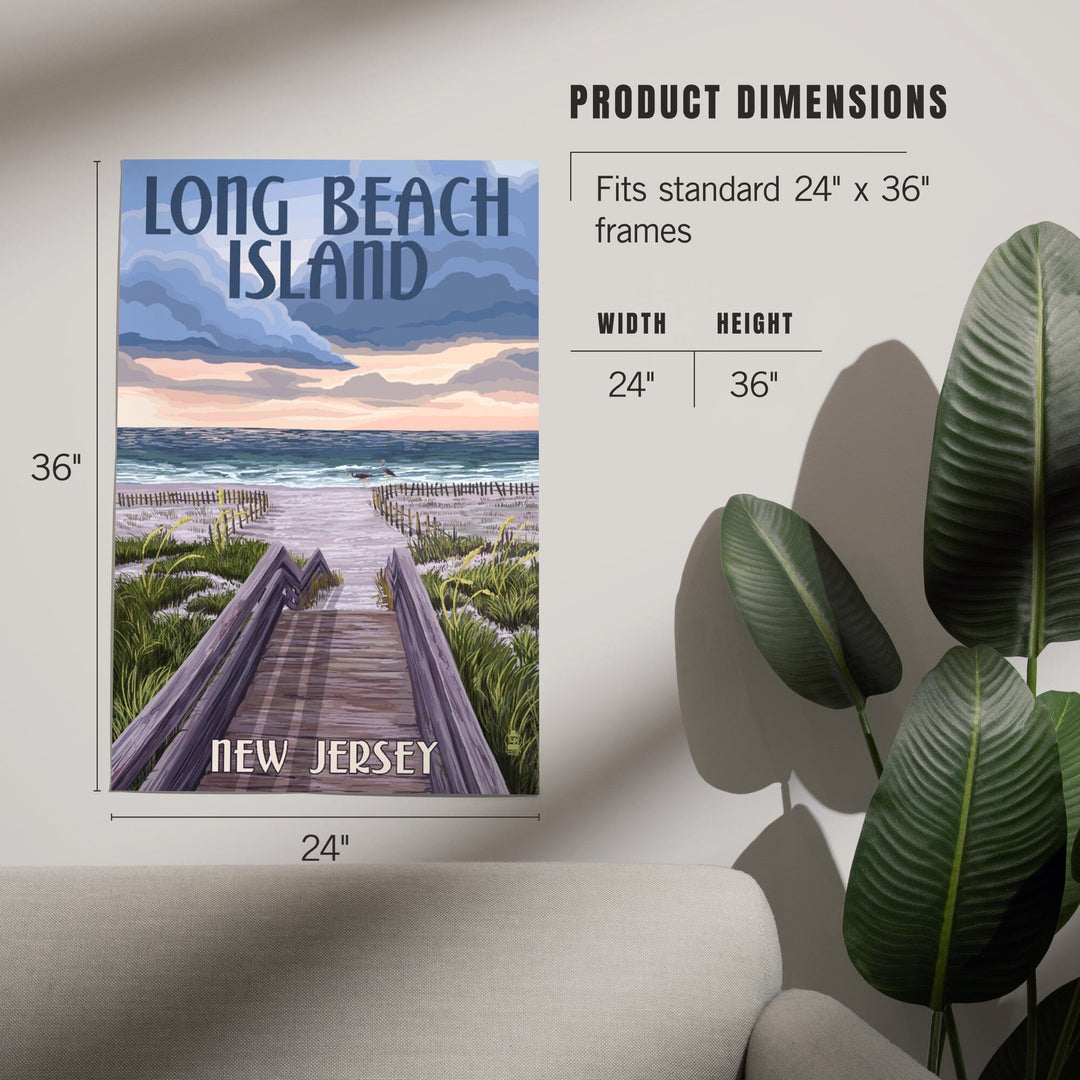 Long Beach Island, New Jersey, Beach Boardwalk Scene, Art & Giclee Prints Art Lantern Press 