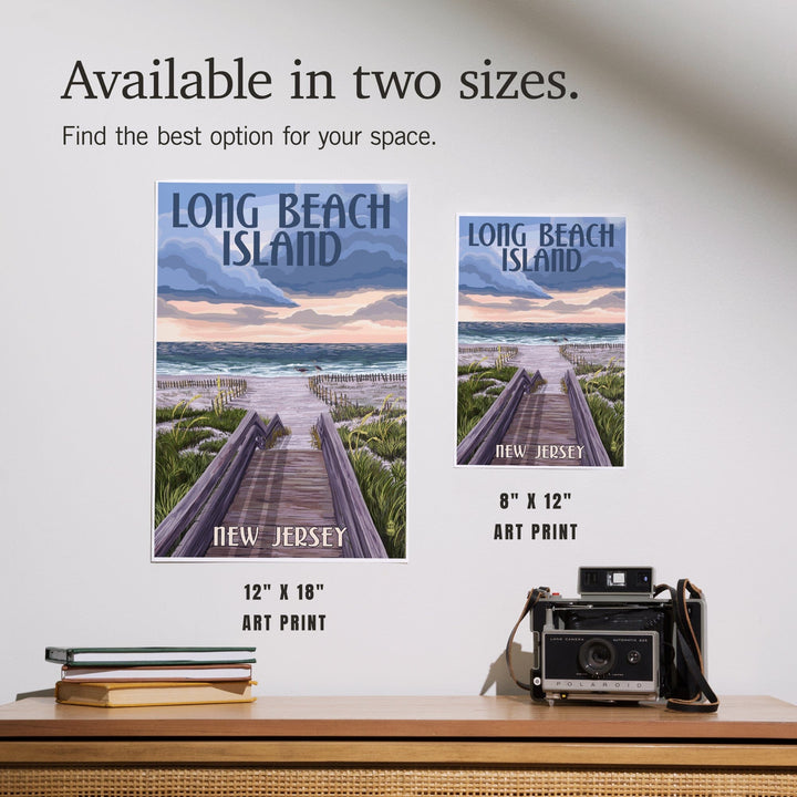 Long Beach Island, New Jersey, Beach Boardwalk Scene, Art & Giclee Prints Art Lantern Press 
