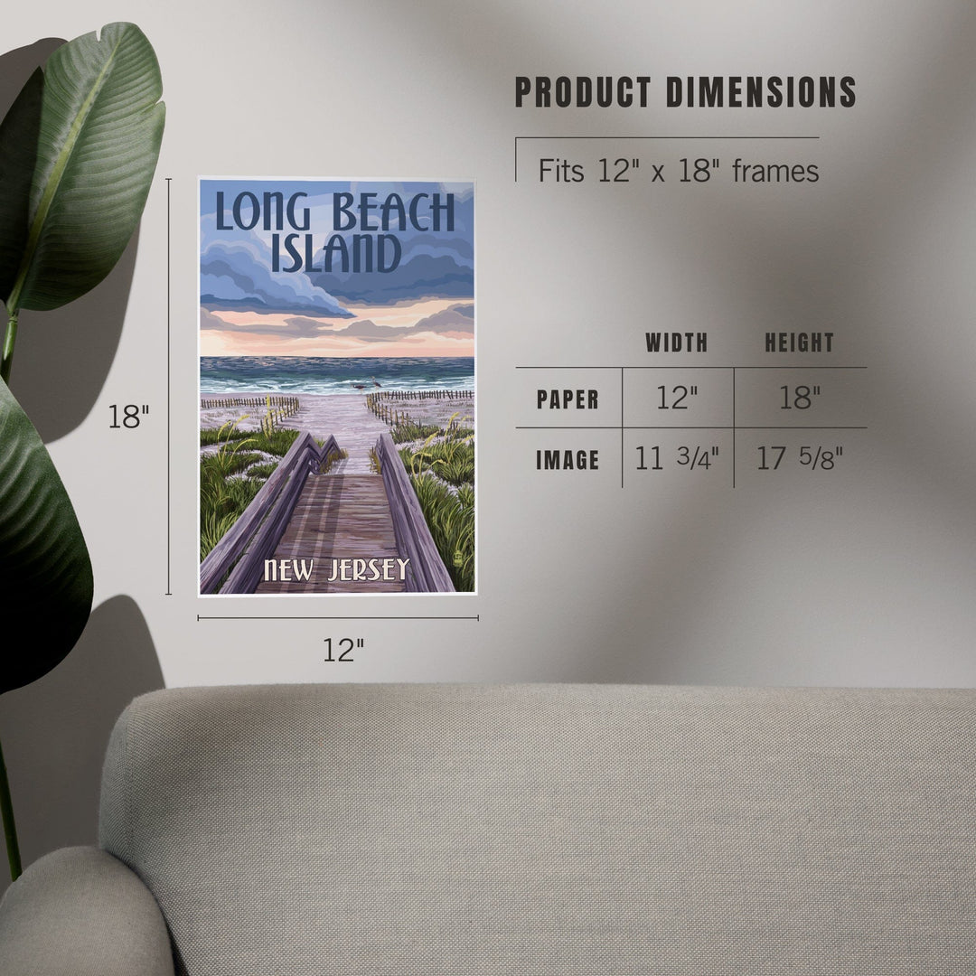 Long Beach Island, New Jersey, Beach Boardwalk Scene, Art & Giclee Prints Art Lantern Press 