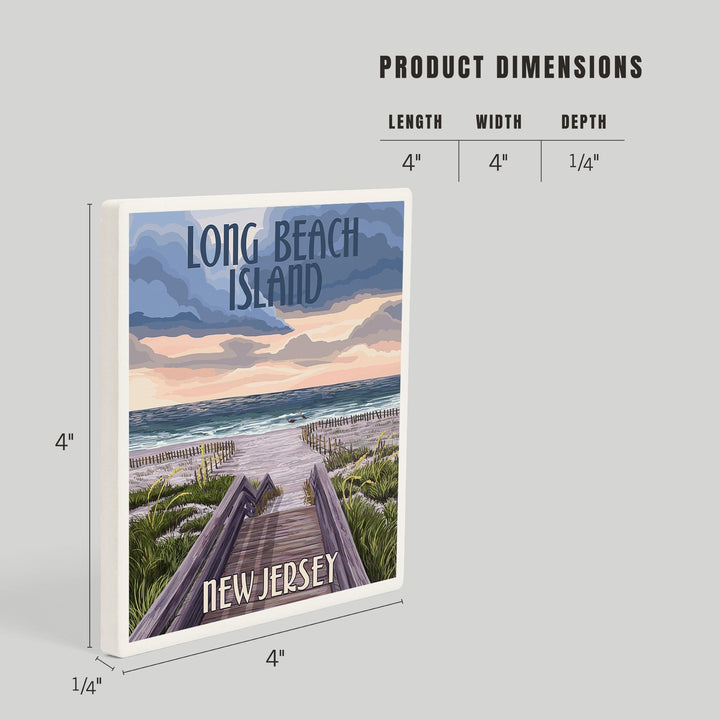 Long Beach Island, New Jersey, Beach Boardwalk Scene, Coasters Coasters Lantern Press 