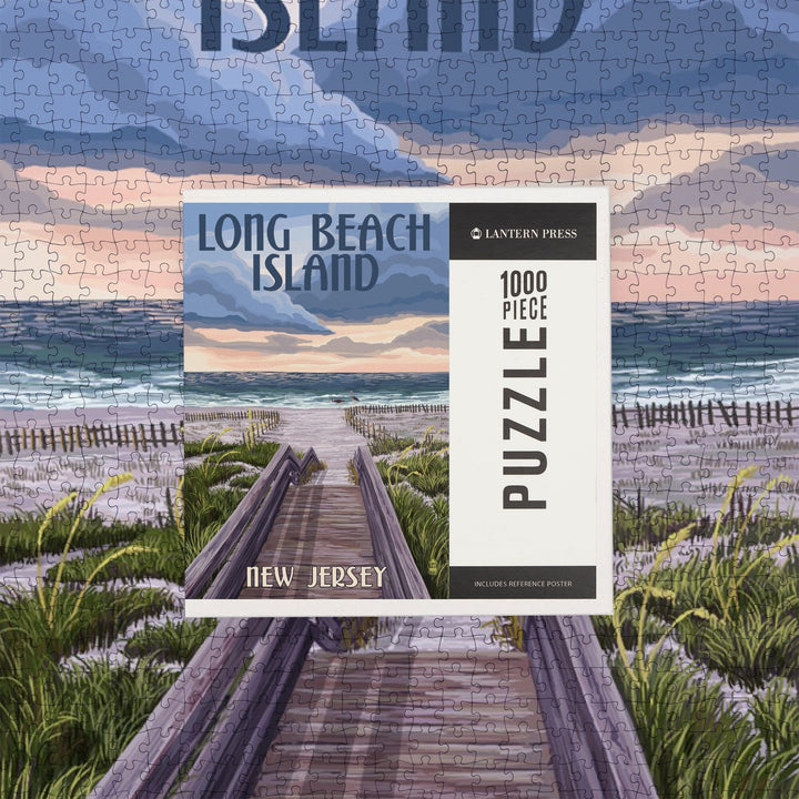 Long Beach Island, New Jersey, Beach Boardwalk Scene, Jigsaw Puzzle Puzzle Lantern Press 