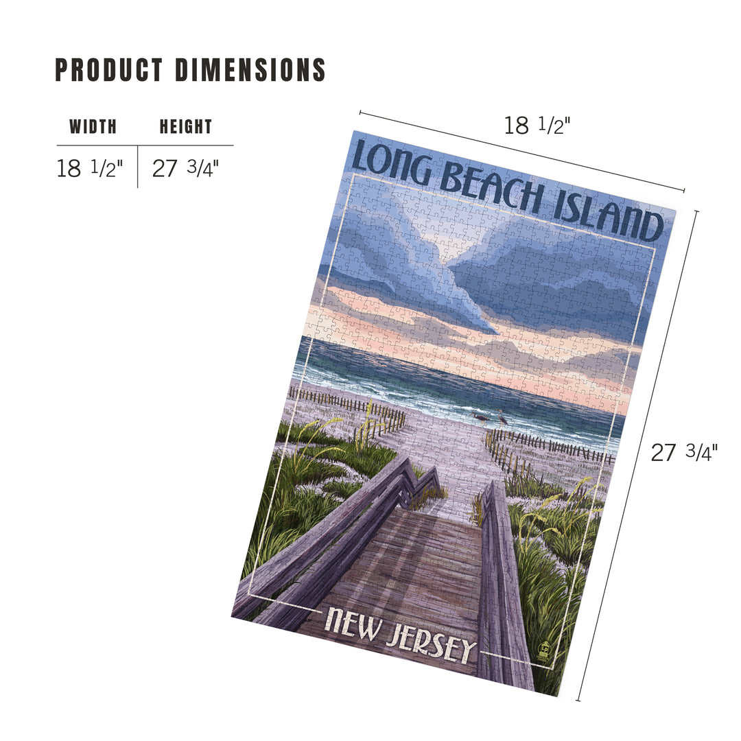 Long Beach Island, New Jersey, Beach Boardwalk Scene, Jigsaw Puzzle Puzzle Lantern Press 