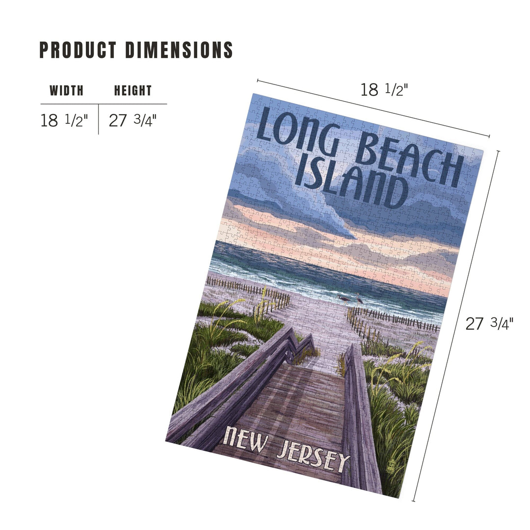 Long Beach Island, New Jersey, Beach Boardwalk Scene, Jigsaw Puzzle Puzzle Lantern Press 