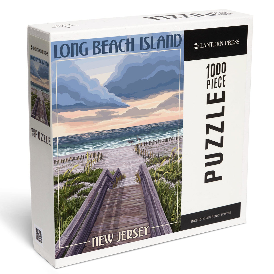 Long Beach Island, New Jersey, Beach Boardwalk Scene, Jigsaw Puzzle Puzzle Lantern Press 