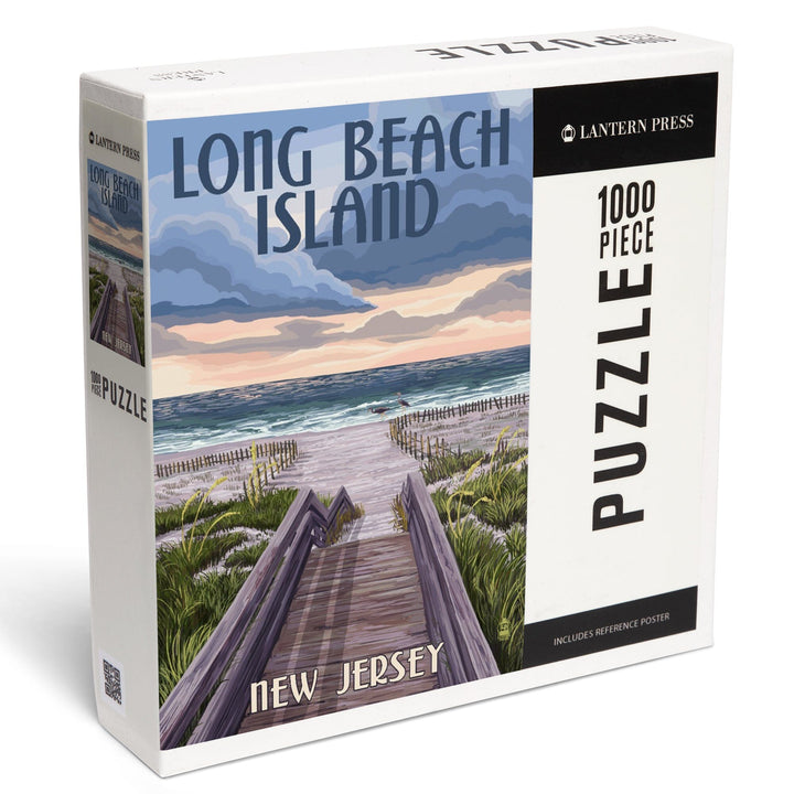 Long Beach Island, New Jersey, Beach Boardwalk Scene, Jigsaw Puzzle Puzzle Lantern Press 