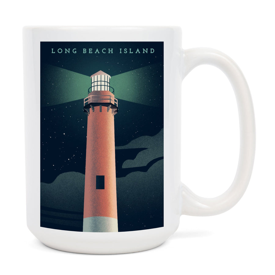 Long Beach Island, New Jersey, Beaming Lighthouse Collection, Lighthouse at Night, Ceramic Mug Mugs Lantern Press 