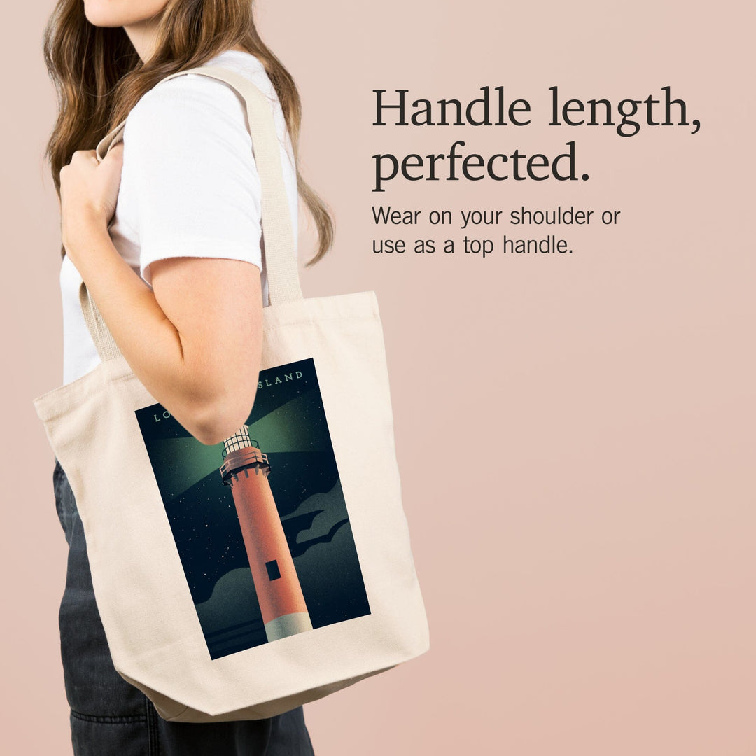 Long Beach Island, New Jersey, Beaming Lighthouse Collection, Lighthouse at Night, Tote Bag Totes Lantern Press 