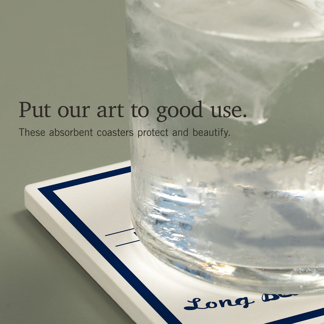 Long Beach Island, New Jersey, Blue and White Anchor, Coasters Coasters Lantern Press 