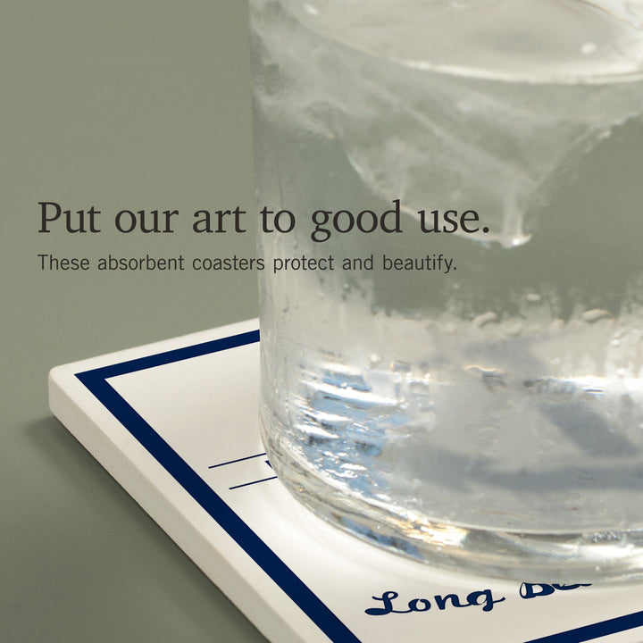 Long Beach Island, New Jersey, Blue and White Anchor, Coasters Coasters Lantern Press 