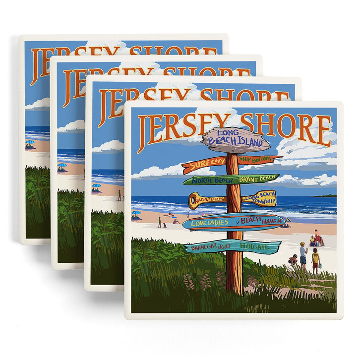 Long Beach Island, New Jersey, Destinations Sign, Coasters Coasters Lantern Press 