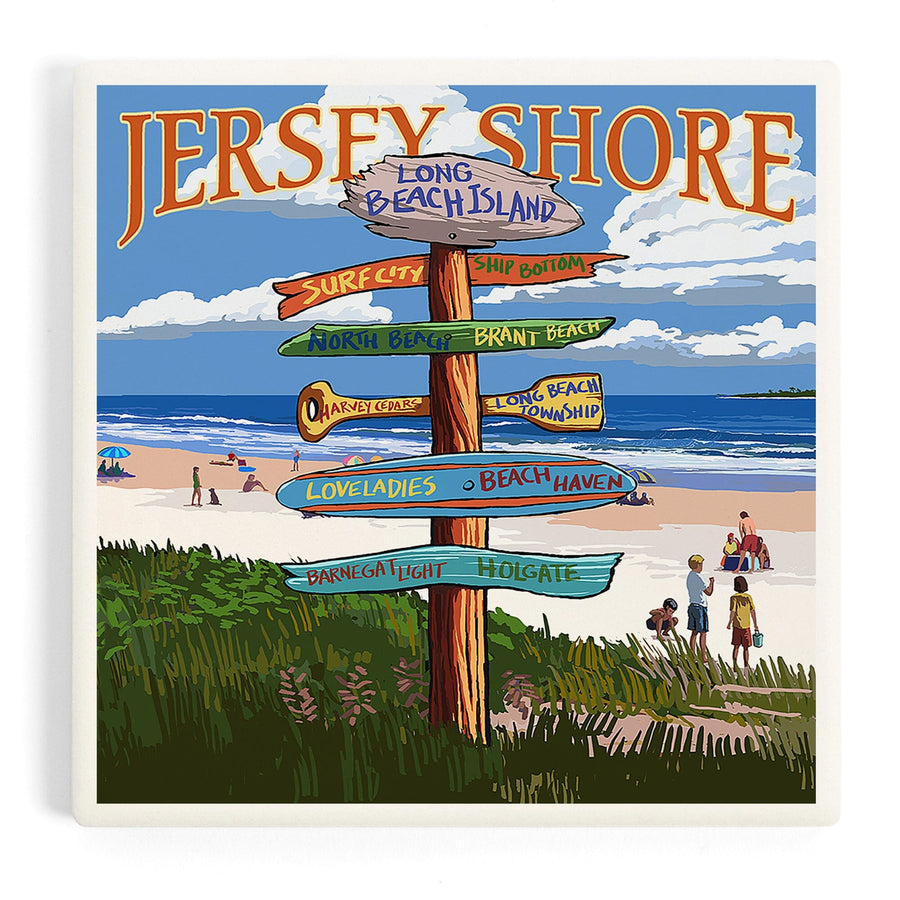 Long Beach Island, New Jersey, Destinations Sign, Coasters Coasters Lantern Press 