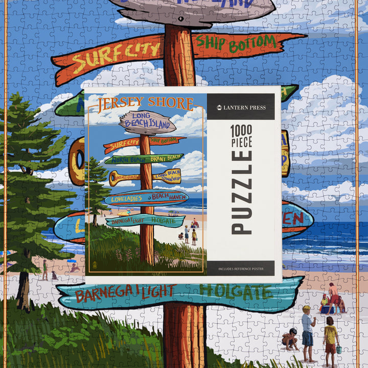 Long Beach Island, New Jersey, Destinations Sign, Jigsaw Puzzle Puzzle Lantern Press 