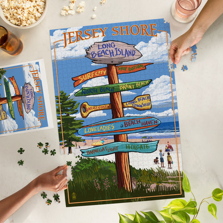 Long Beach Island, New Jersey, Destinations Sign, Jigsaw Puzzle Puzzle Lantern Press 