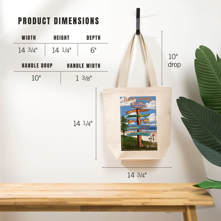 Long Beach Island, New Jersey, Destinations Sign, Tote Bag Totes Lantern Press 
