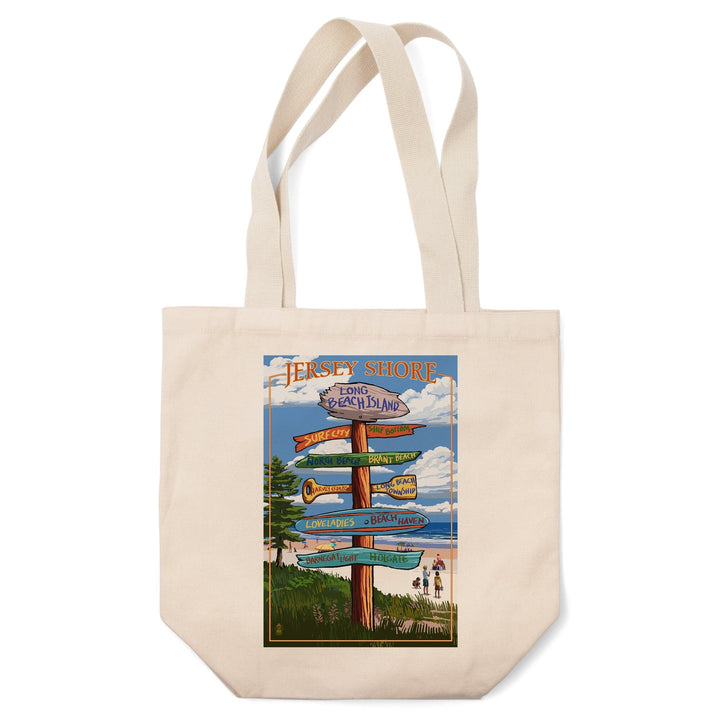 Long Beach Island, New Jersey, Destinations Sign, Tote Bag Totes Lantern Press 