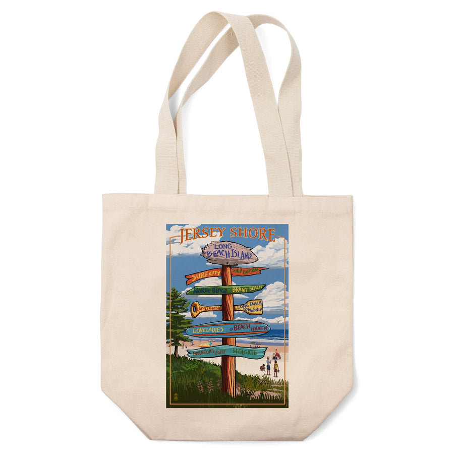 Long Beach Island, New Jersey, Destinations Sign, Tote Bag Totes Lantern Press 