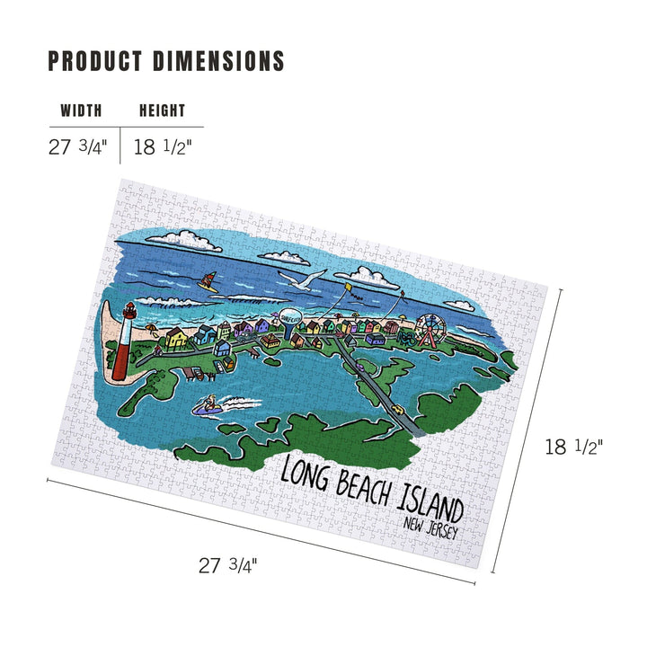 Long Beach Island, New Jersey, Line Drawing, Jigsaw Puzzle Puzzle Lantern Press 