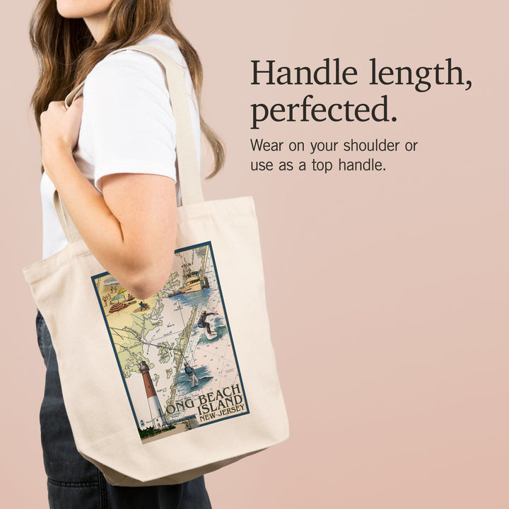 Long Beach Island, New Jersey, Nautical Chart, Tote Bag Totes Lantern Press 