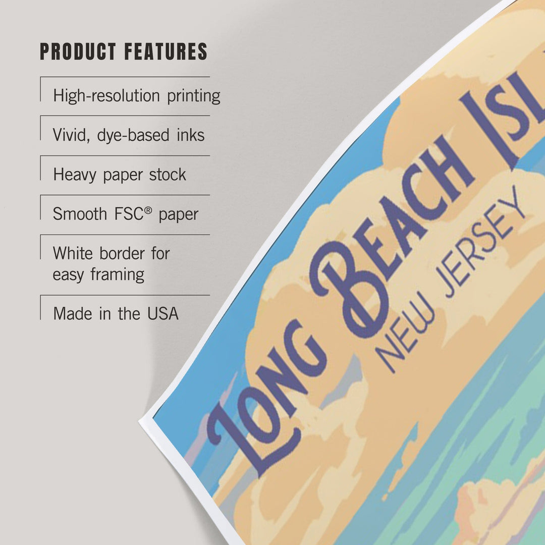 Long Beach Island, New Jersey, Painterly, Beach Activities, Art & Giclee Prints Art Lantern Press 