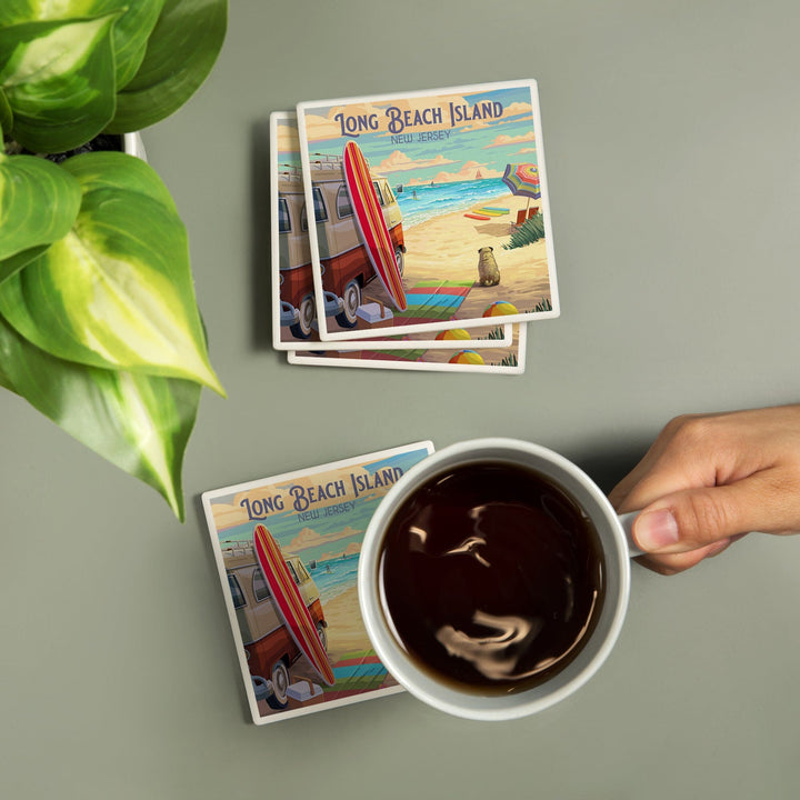 Long Beach Island, New Jersey, Painterly, Beach Activities, Coasters Coasters Lantern Press 