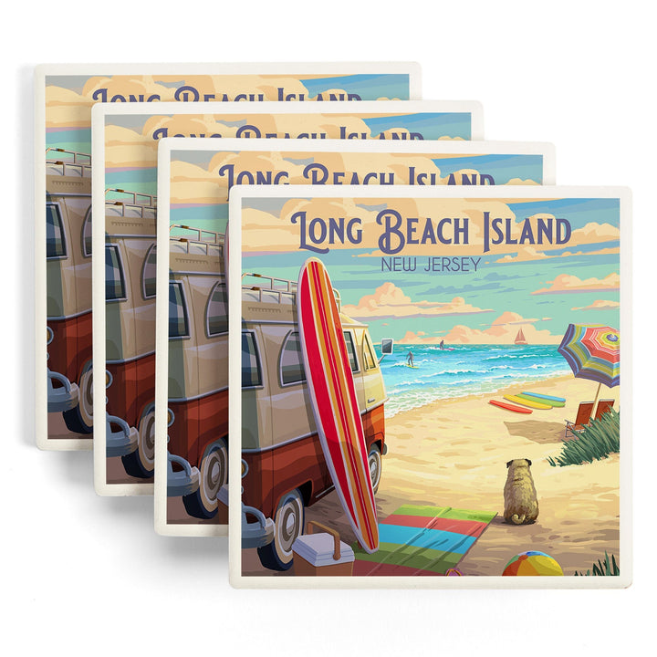 Long Beach Island, New Jersey, Painterly, Beach Activities, Coasters Coasters Lantern Press 