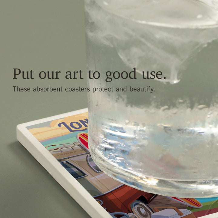 Long Beach Island, New Jersey, Painterly, Beach Activities, Coasters Coasters Lantern Press 