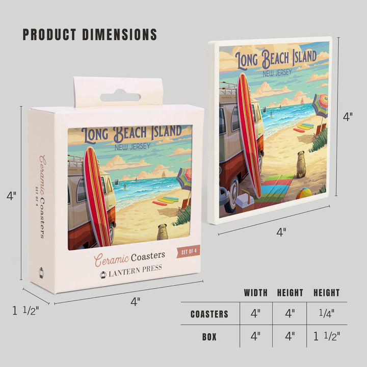 Long Beach Island, New Jersey, Painterly, Beach Activities, Coasters Coasters Lantern Press 