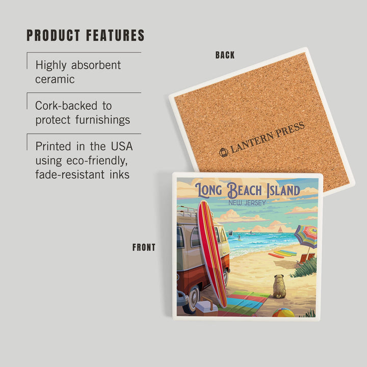 Long Beach Island, New Jersey, Painterly, Beach Activities, Coasters Coasters Lantern Press 
