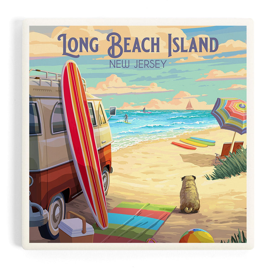 Long Beach Island, New Jersey, Painterly, Beach Activities, Coasters Coasters Lantern Press 
