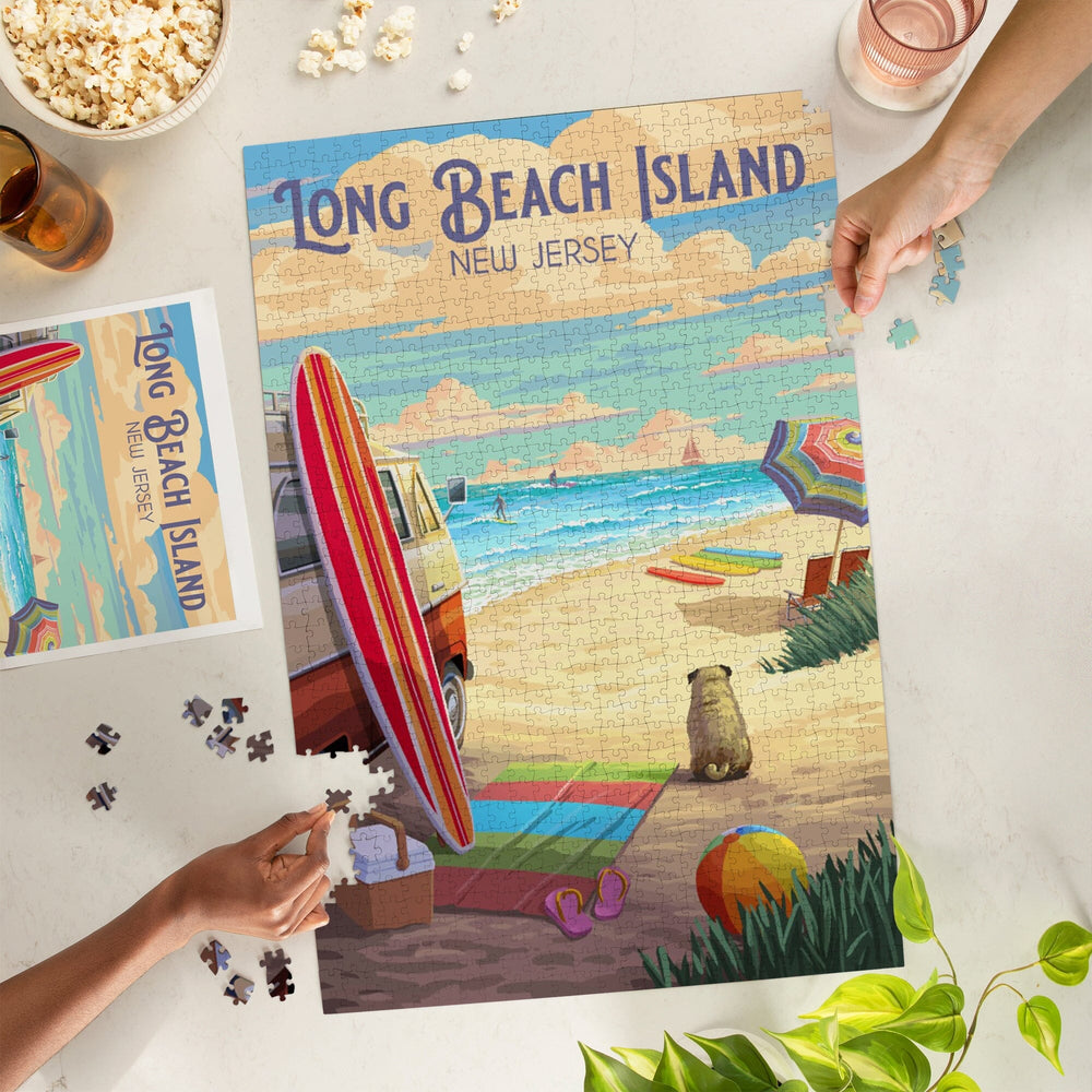 Long Beach Island, New Jersey, Painterly, Beach Activities, Jigsaw Puzzle Puzzle Lantern Press 