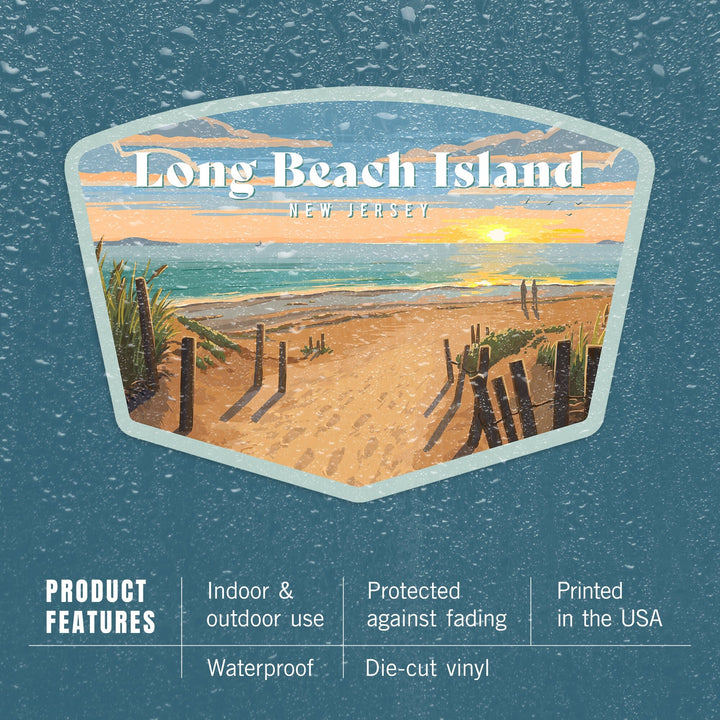 Long Beach Island, New Jersey, Painterly, Sand Soul Sun, Beach Path, Contour, Vinyl Sticker Sticker Lantern Press 